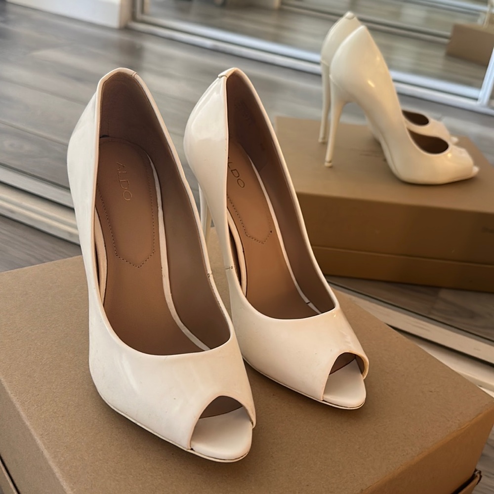 ALDO Peep Toe White Bridal Pumps